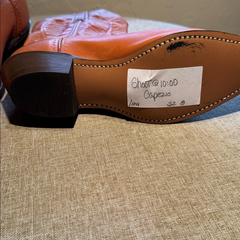Capezio Women’s Leather Western Ankle Boots Size 8 B Cognac Tan Pointed Toe - Picture 8 of 11